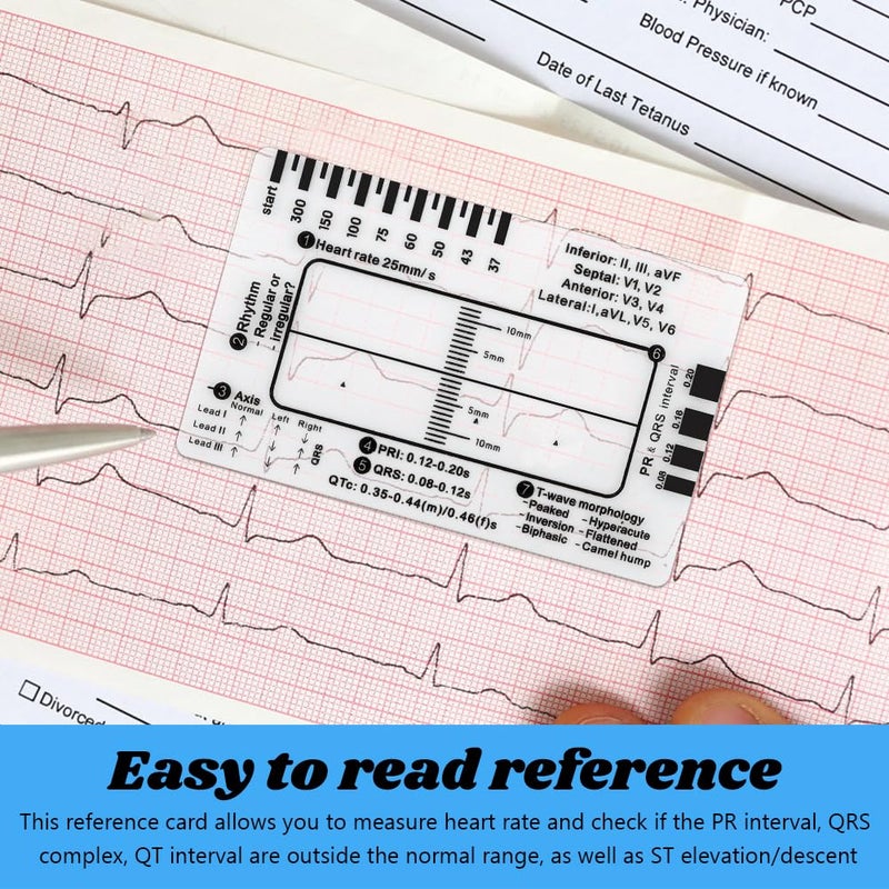 Restynic 2PCS ECG 7 Step Ruler, EKG Interpretation Caliper, Transparent Plastic Measuring Tool - Image 5